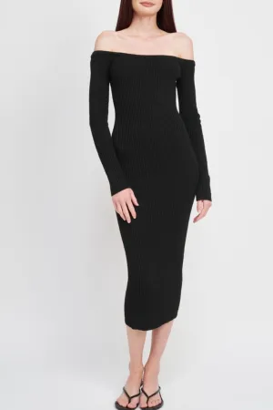 Off Shoulder BodyCon Midi Dress