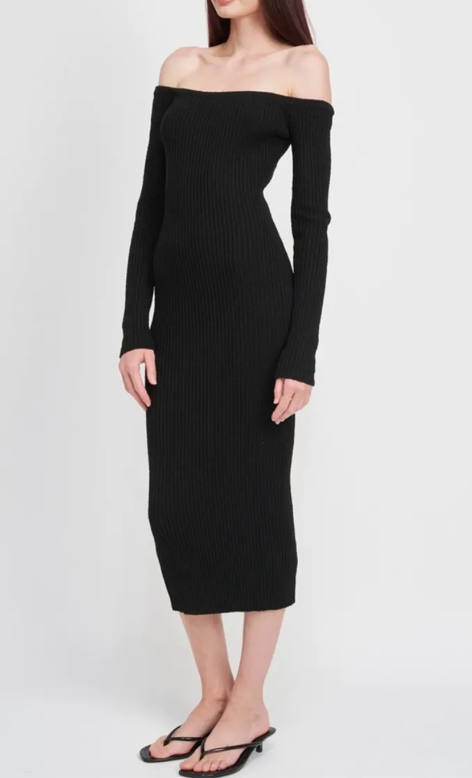 Off Shoulder BodyCon Midi Dress