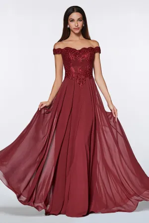 Off Shoulder Lace Bodice Gown
