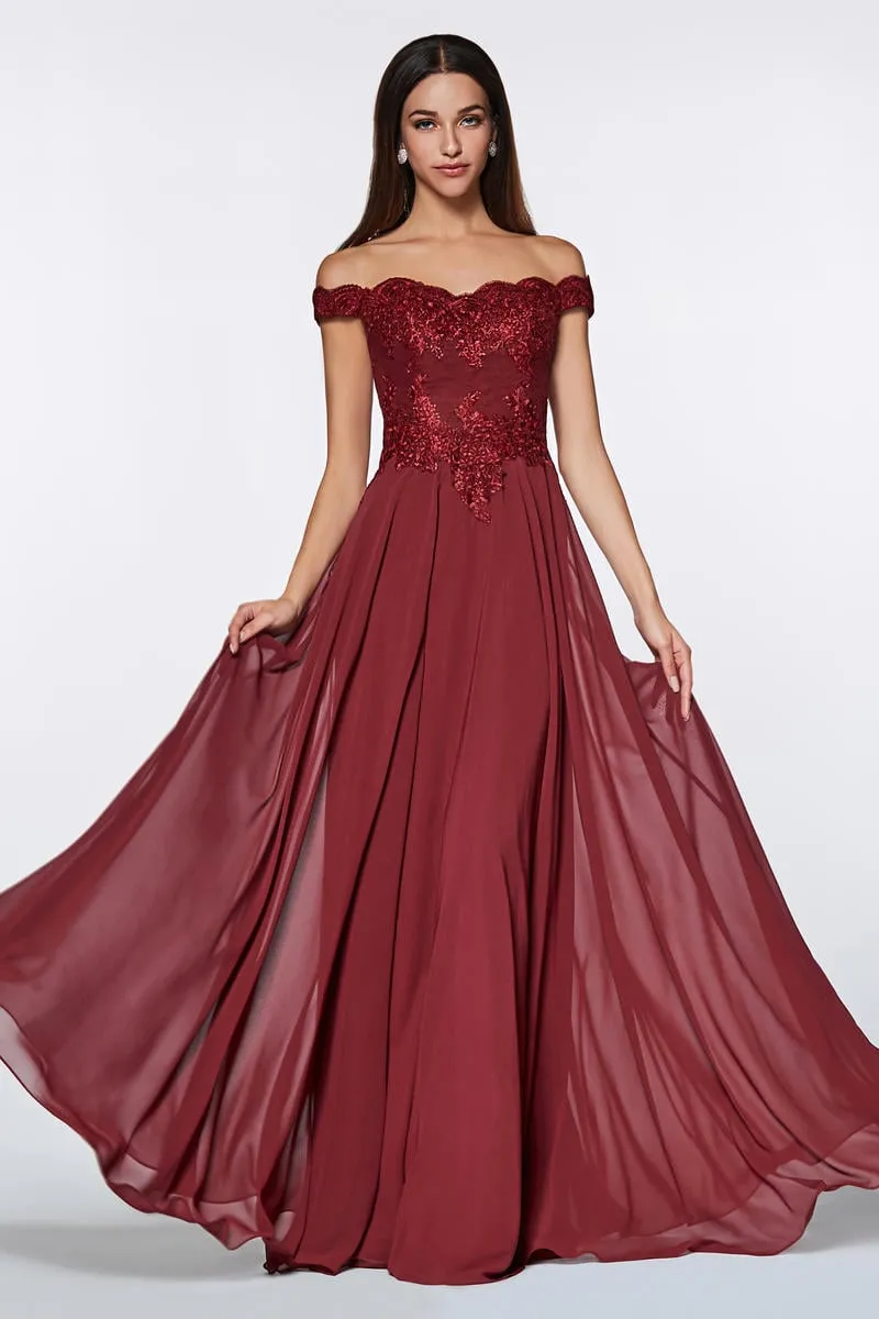 Off Shoulder Lace Bodice Gown