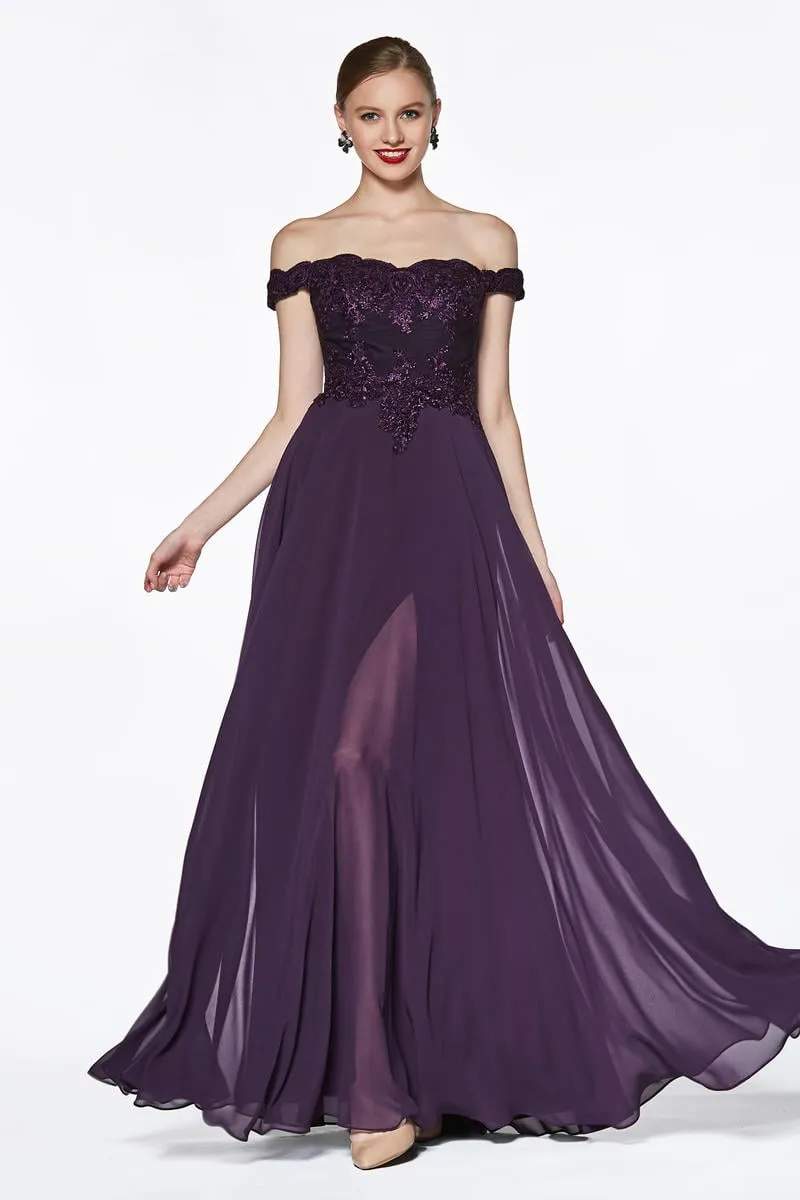 Off Shoulder Lace Bodice Gown