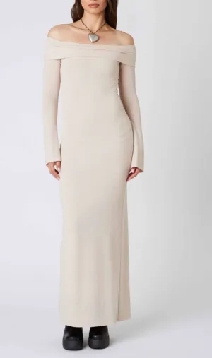 Off Shoulder Long Sleeve Maxi Dress