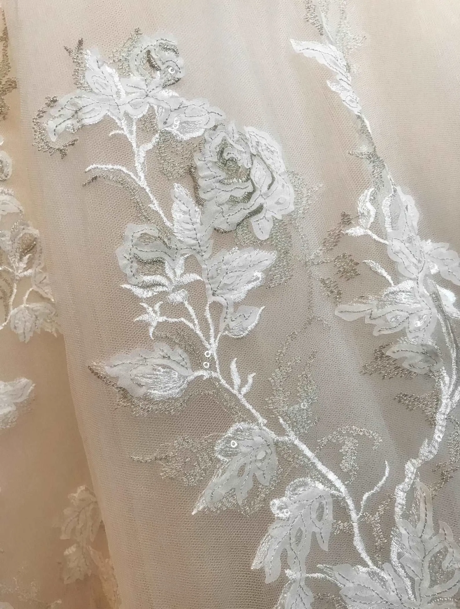 Off Shoulder Pleated Sweetheart Bodice with Floral Lace Full A-Line Wedding Dress | Bella