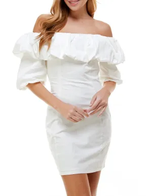 Off Shoulder Puff Sleeve Dress
