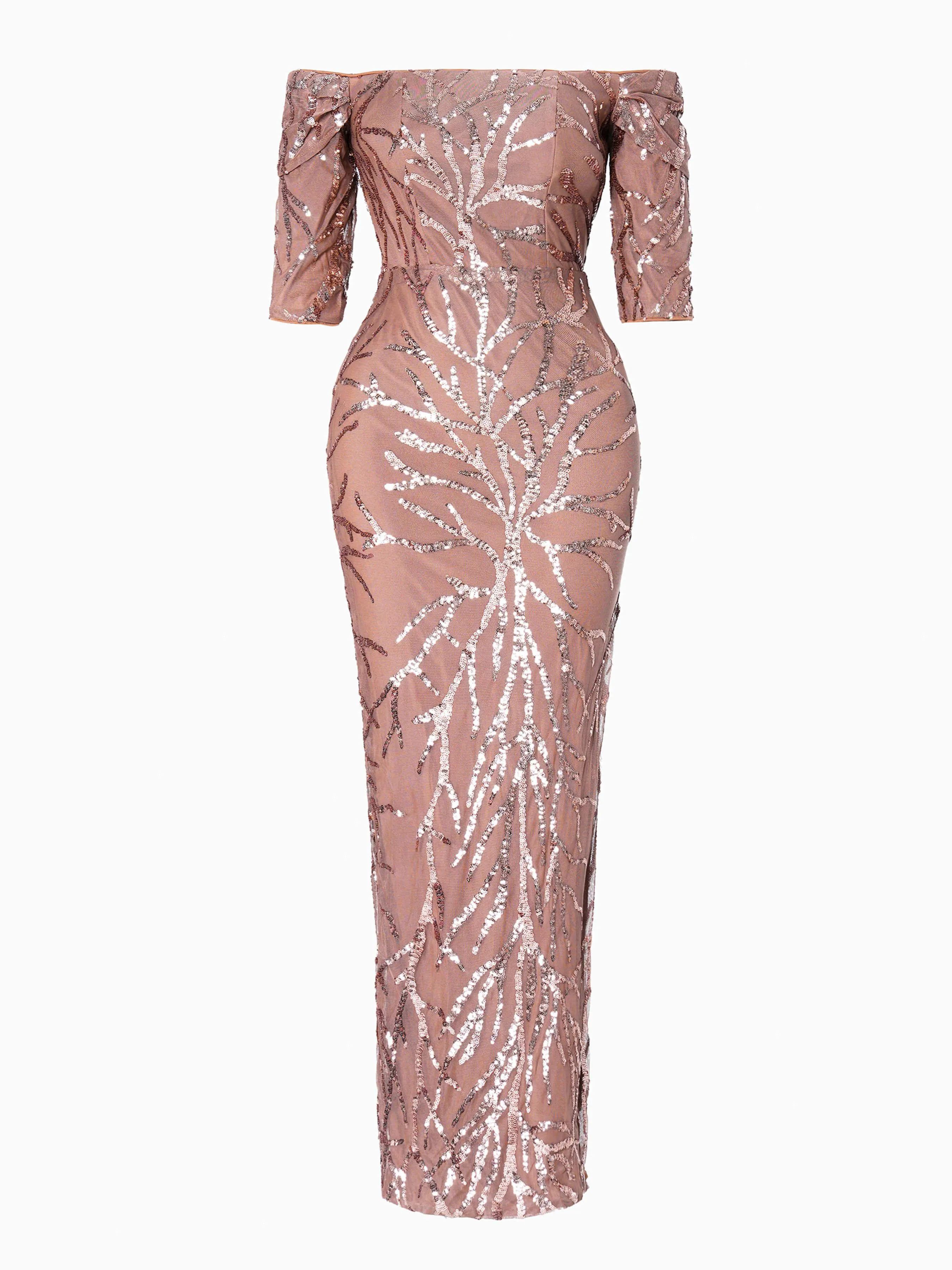 Off Shoulder Strapless Split Prom Dress RH30082