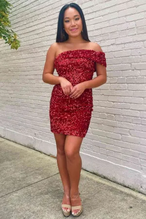 Off the Shoulder Sequins Bodycon Homecoming Dresses