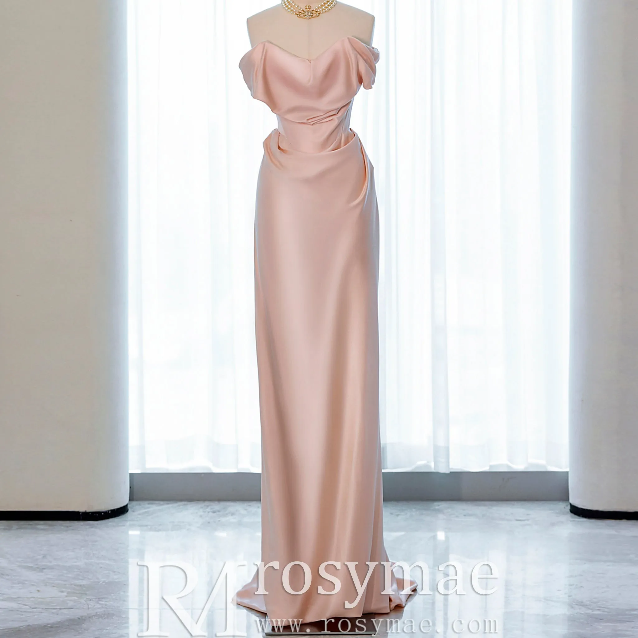 Off the Shoulder Sheath Wedding Dress with Brush Train