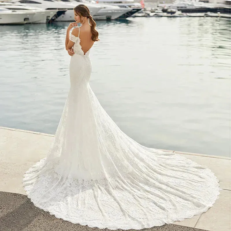 Off The Shoulder Simple Wedding Dresses Sexy Mermaid Backless Bridal Dresses Vestido De Noiva Plus Size Made Custom