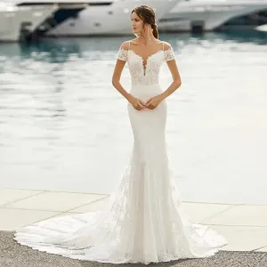 Off The Shoulder Simple Wedding Dresses Sexy Mermaid Backless Bridal Dresses Vestido De Noiva Plus Size Made Custom