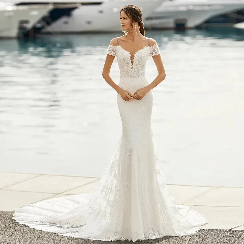 Off The Shoulder Simple Wedding Dresses Sexy Mermaid Backless Bridal Dresses Vestido De Noiva Plus Size Made Custom