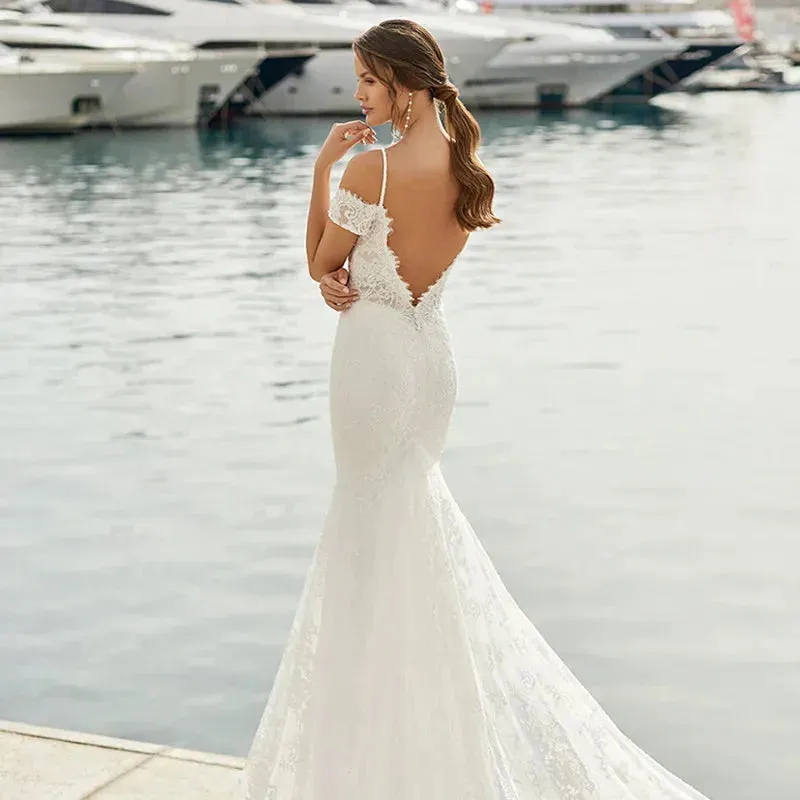 Off The Shoulder Simple Wedding Dresses Sexy Mermaid Backless Bridal Dresses Vestido De Noiva Plus Size Made Custom