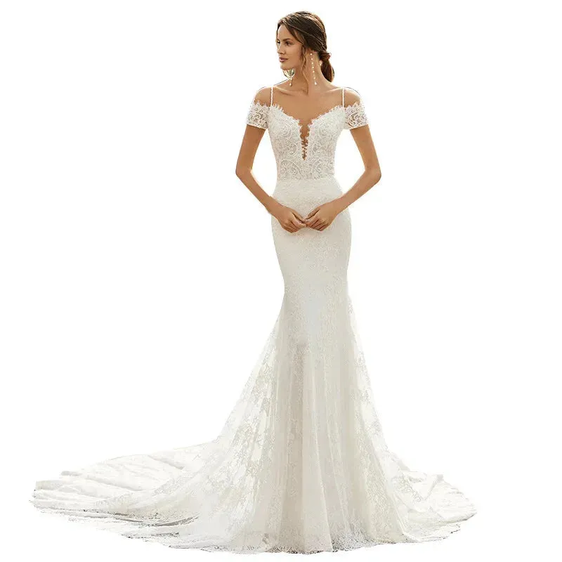 Off The Shoulder Simple Wedding Dresses Sexy Mermaid Backless Bridal Dresses Vestido De Noiva Plus Size Made Custom