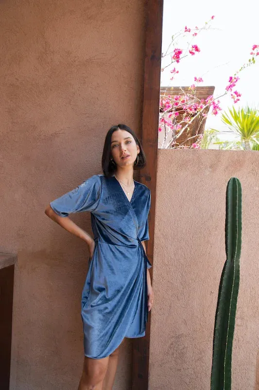 Olive Wrap Dress - NY Blue Velvet