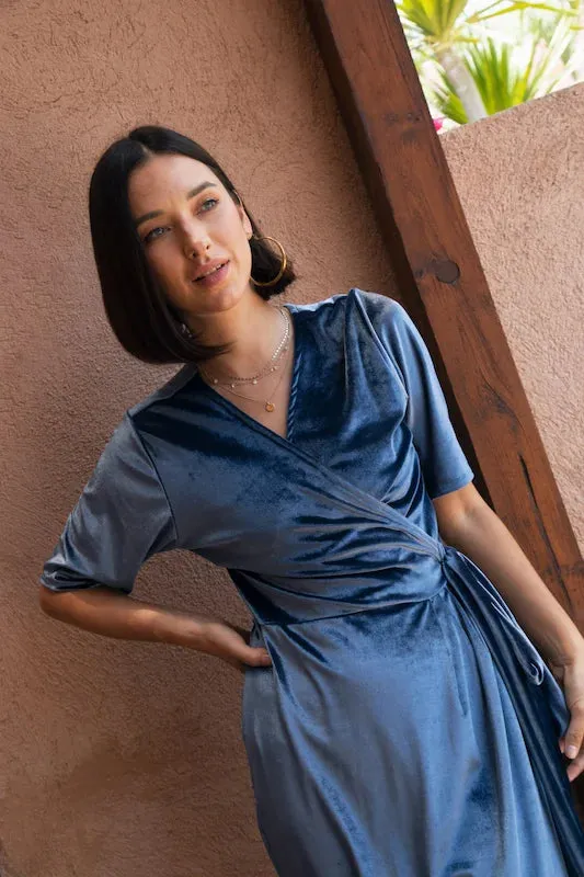 Olive Wrap Dress - NY Blue Velvet