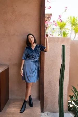 Olive Wrap Dress - NY Blue Velvet