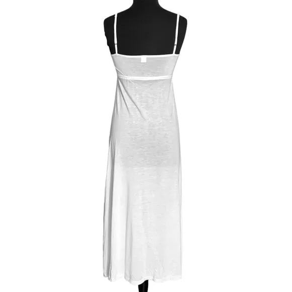 Only Hearts by Helena Stuart Long Slip Modal Lace Trim White Nightgown S