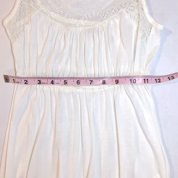 Only Hearts by Helena Stuart Long Slip Modal Lace Trim White Nightgown S