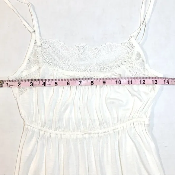 Only Hearts by Helena Stuart Long Slip Modal Lace Trim White Nightgown S