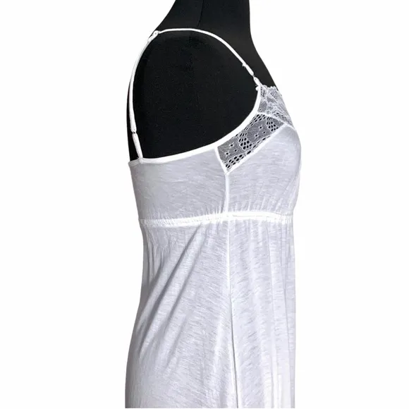 Only Hearts by Helena Stuart Long Slip Modal Lace Trim White Nightgown S