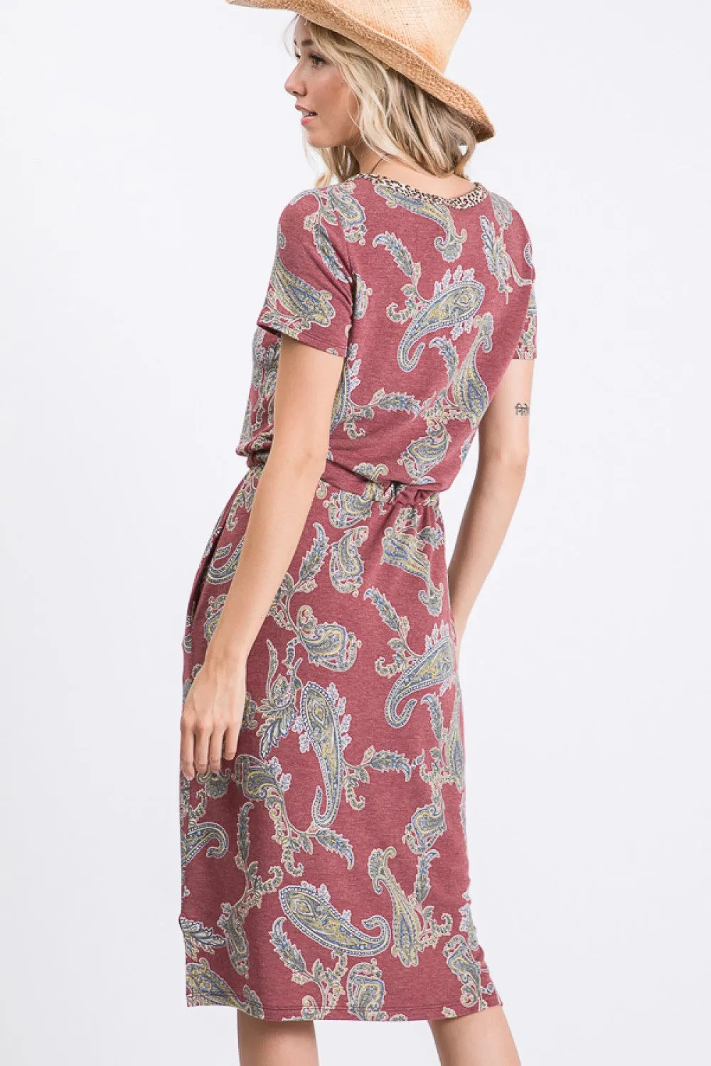 PAISLEY DRAWSTRING WAIST DRESS