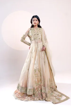 Pakistani Bridal Dress in Open Pishwas Lehenga Style