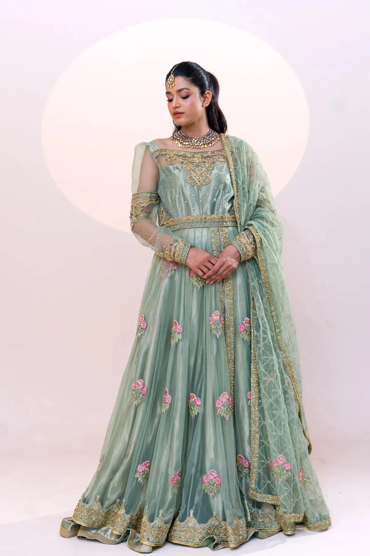 Pakistani Bridal Dress in Pishwas and Lehenga Style