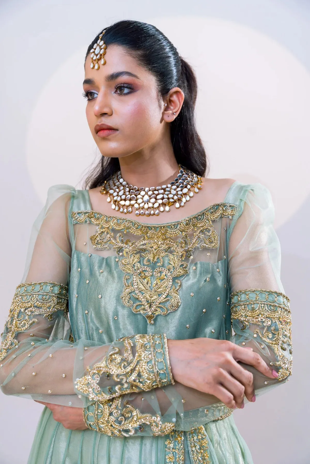 Pakistani Bridal Dress in Pishwas and Lehenga Style