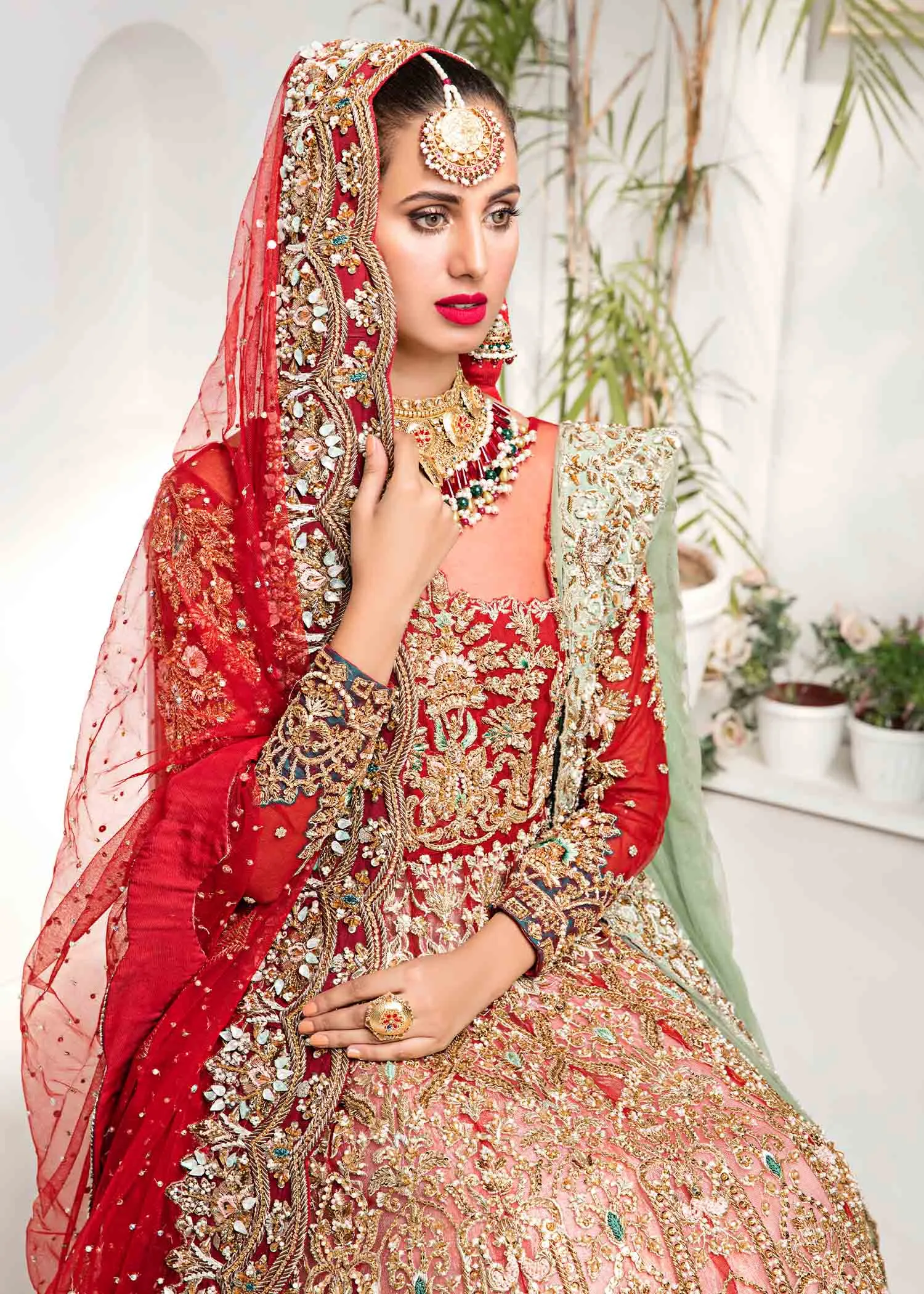 Pakistani Bridal Pishwas Lehenga Dupatta