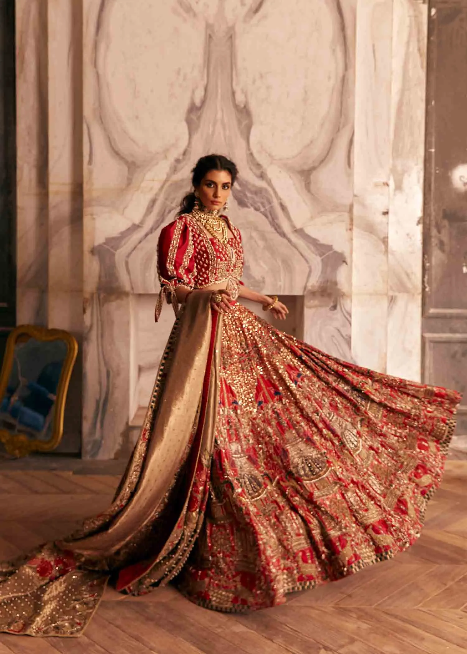 Pakistani Red Lehenga Dress for Bridal Wear