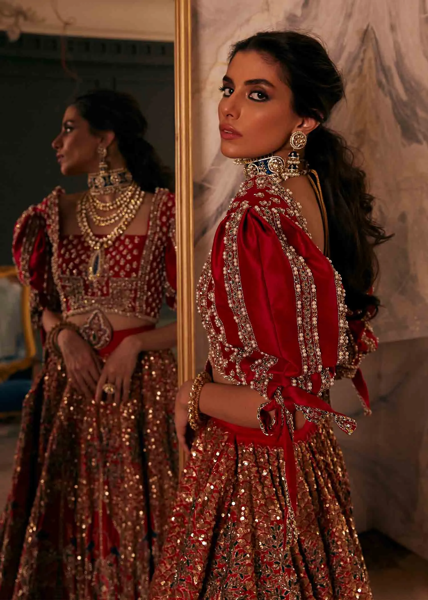Pakistani Red Lehenga Dress for Bridal Wear