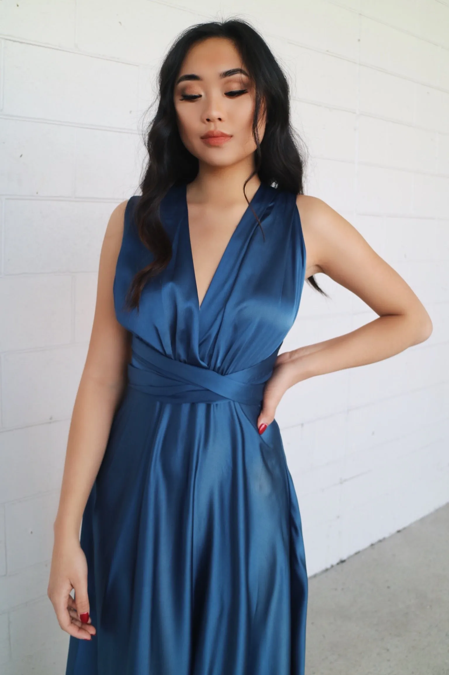 Pandora Multiway Gown - Navy Satin