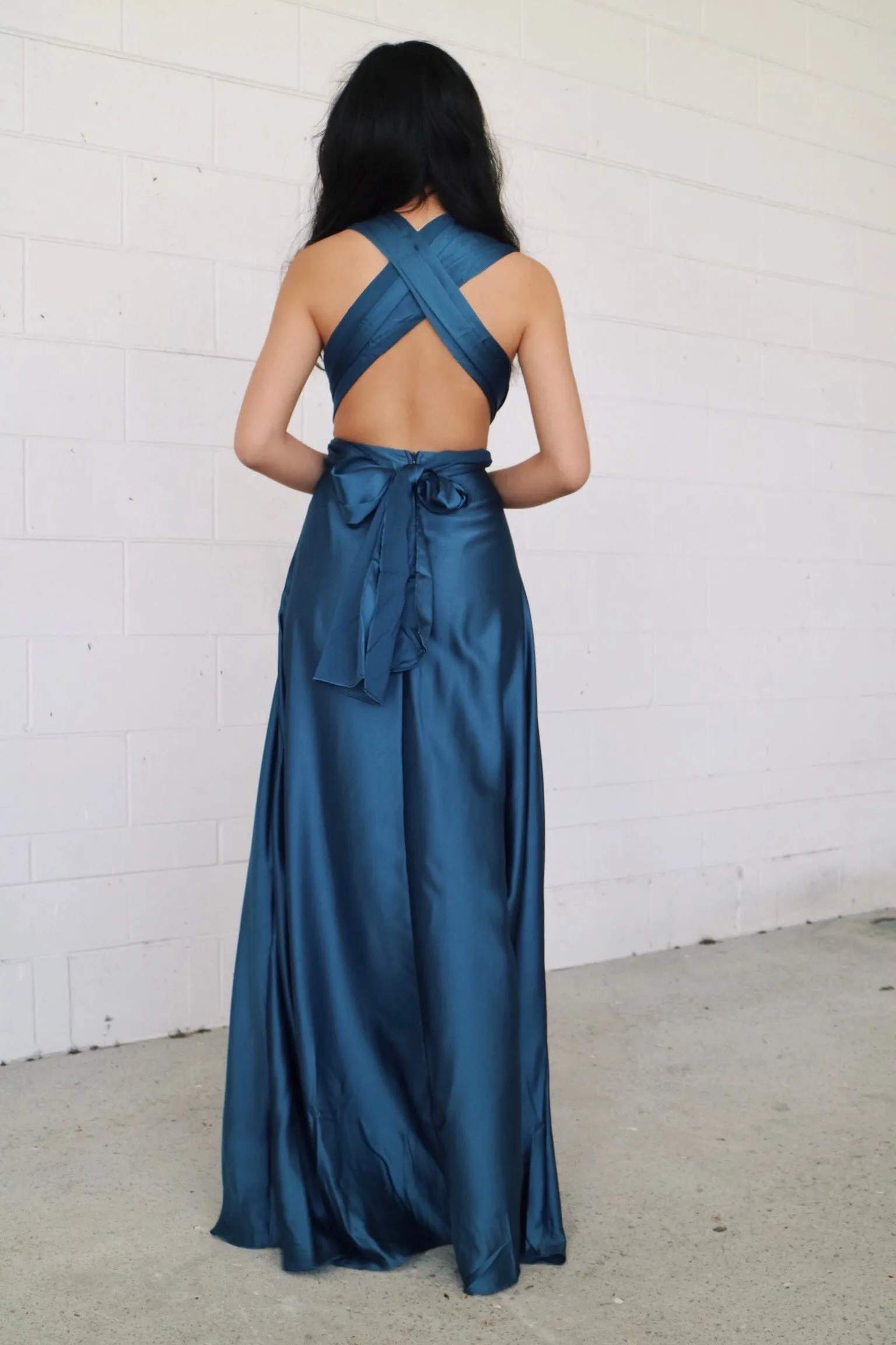 Pandora Multiway Gown - Navy Satin