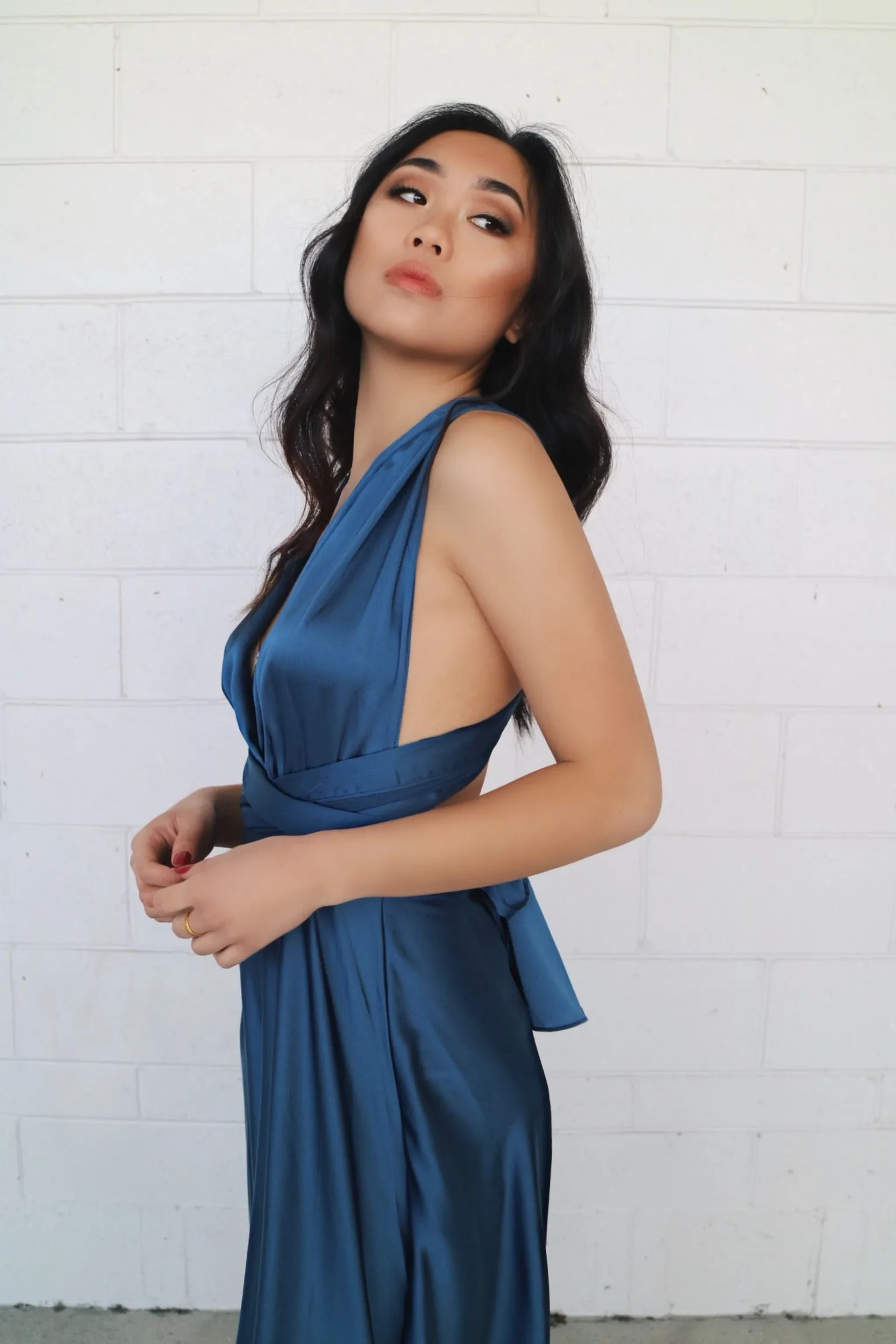Pandora Multiway Gown - Navy Satin