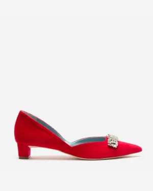 Paula Mini Block Heel - Velvet Red