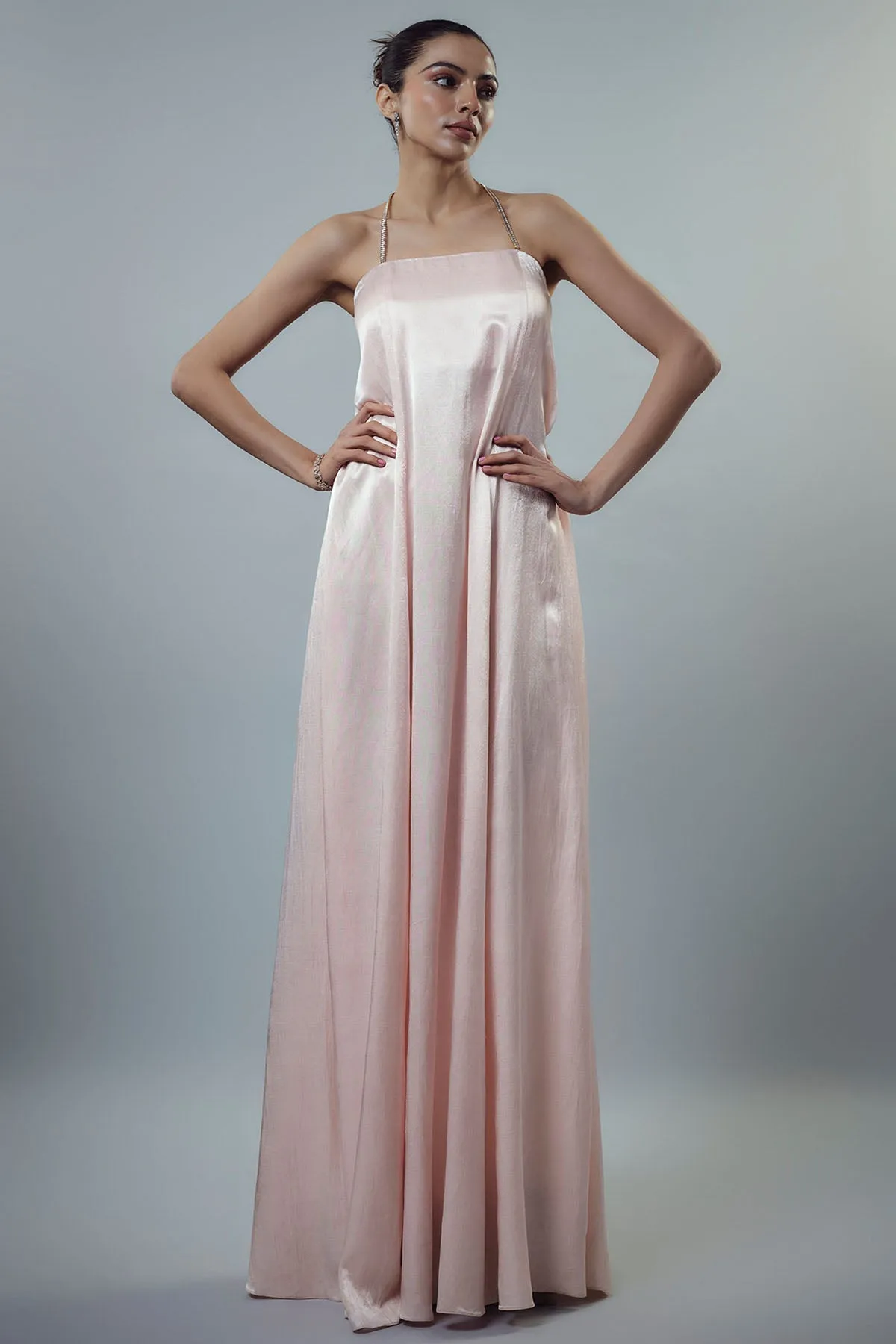 Pink Embellished A-Line Gown
