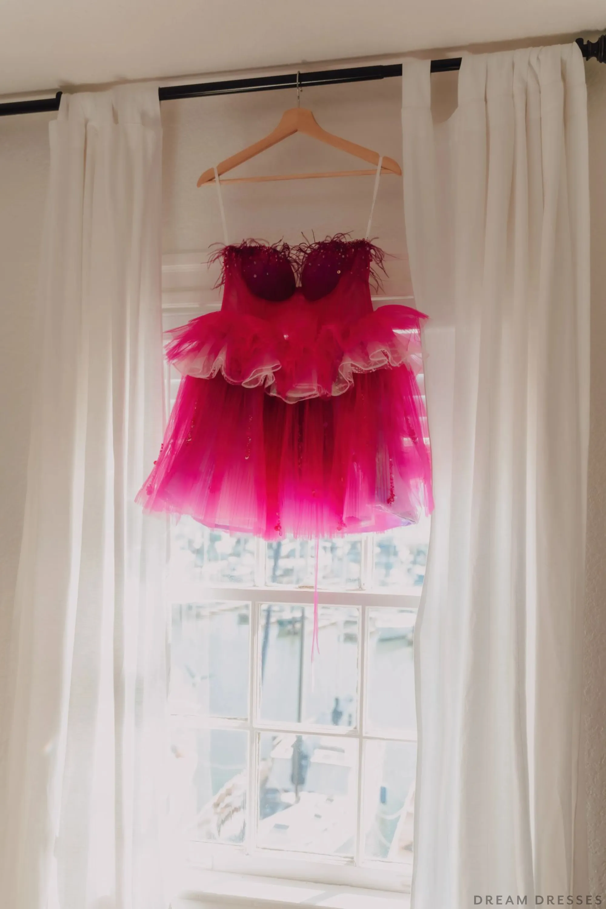 Pink Wedding Dress Ball Gown with Removable Skirt (#Maggie)