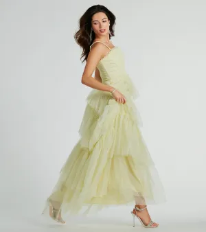 PLACEHOLDER - Saylor Formal Glitter Tulle A-Line Long Dress