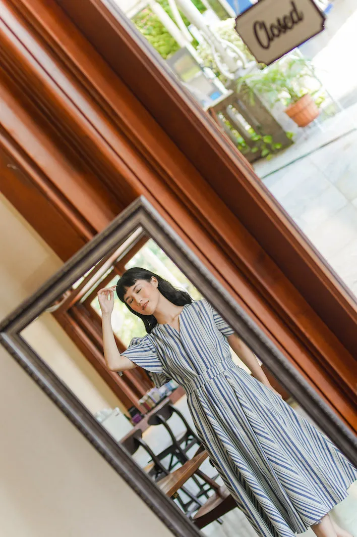 PLIEE DRESS IN BLUE VELVET