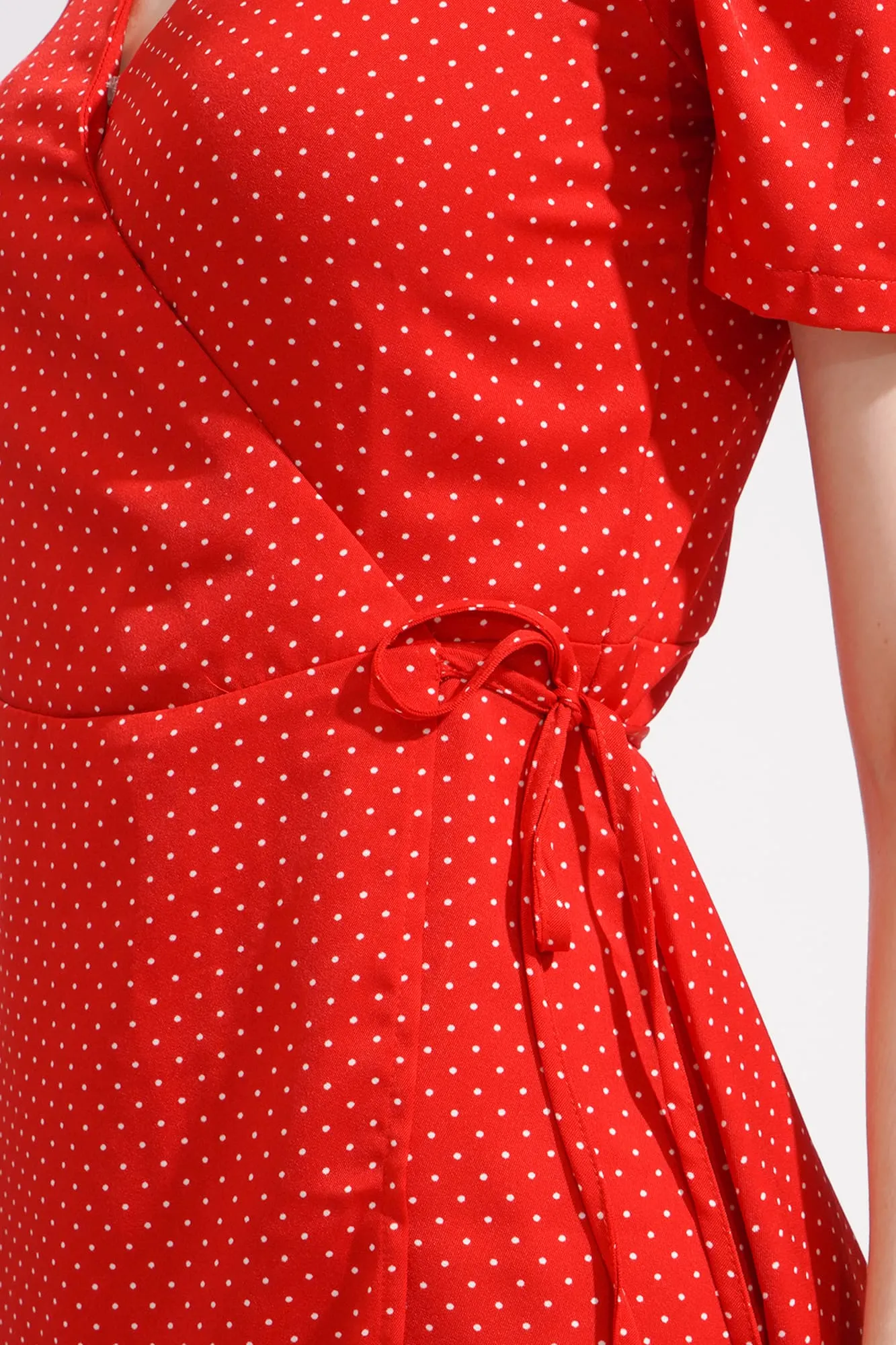 Polka Dot V-Neck Fit And Flare Dress