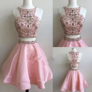Popular pink Stunning Two pieces unique cocktail homecoming prom gown gowns dress,BD00113