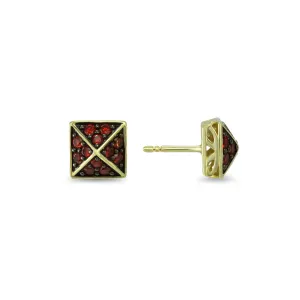 Possibility Pavé Stud Earring - 18K Gold Vermeil   CZ Rouge