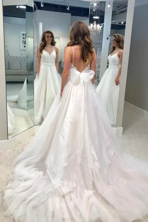 Princess Lace Tulle Wedding Dresses with Organza Belt