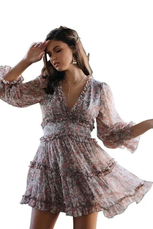 Printed Ruffle Mini Dress