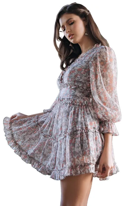Printed Ruffle Mini Dress