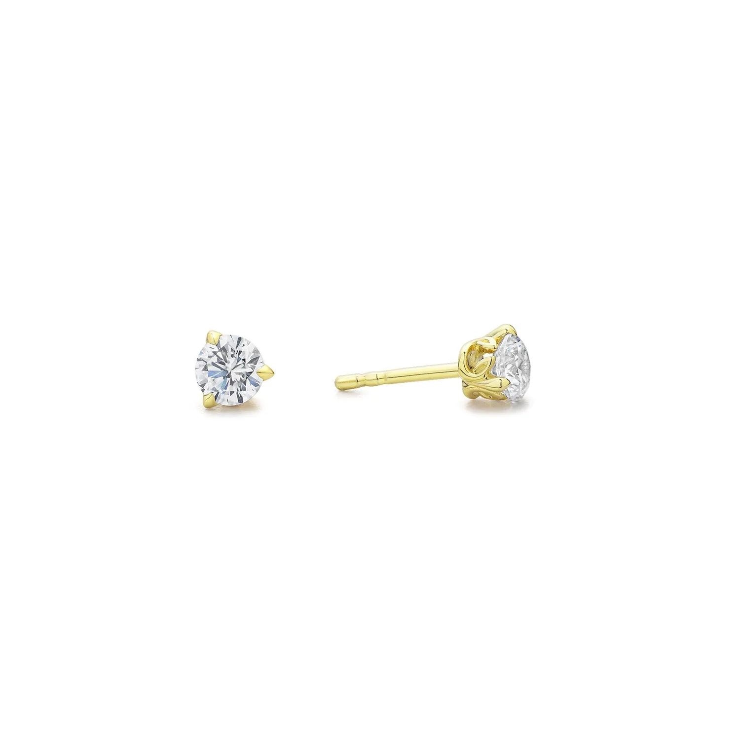 Promise Solitaire Stud 4.5mm - 18K Gold Vermeil   CZ Blanc