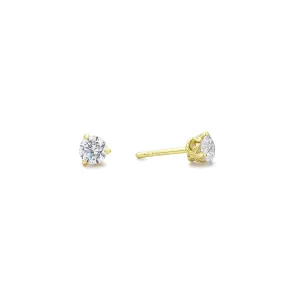 Promise Solitaire Stud 4.5mm - 18K Gold Vermeil   CZ Blanc