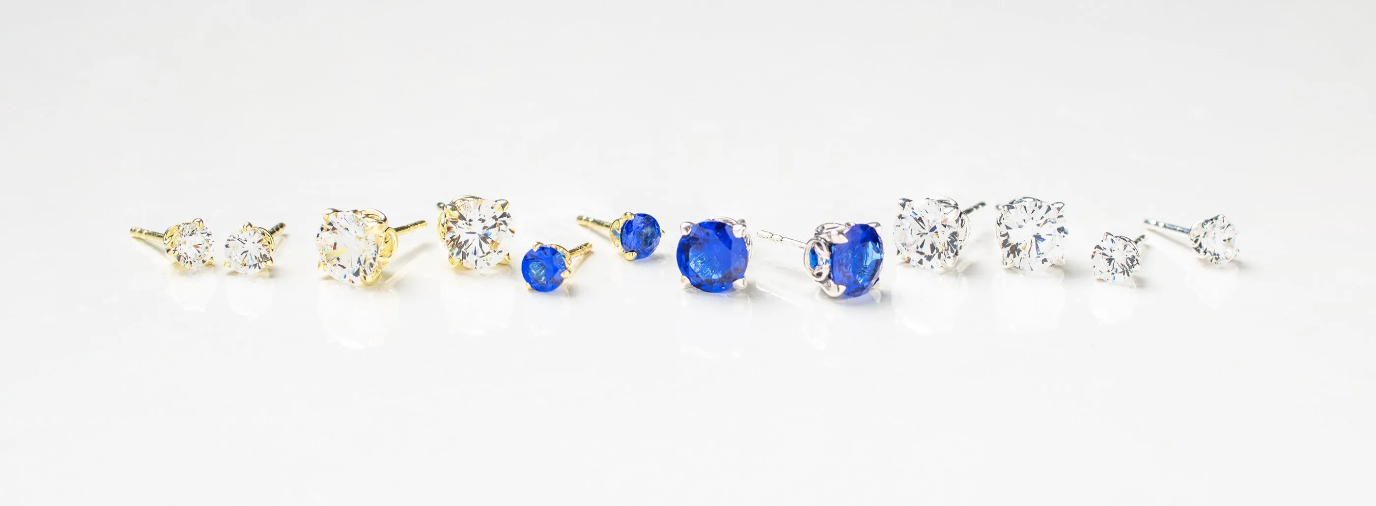 Promise Solitaire Stud 4.5mm - Sterling Silver   CZ Azure