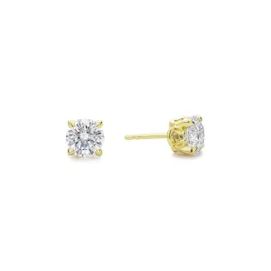 Promise Solitaire Stud 7mm - 18K Gold Vermeil   CZ Blanc