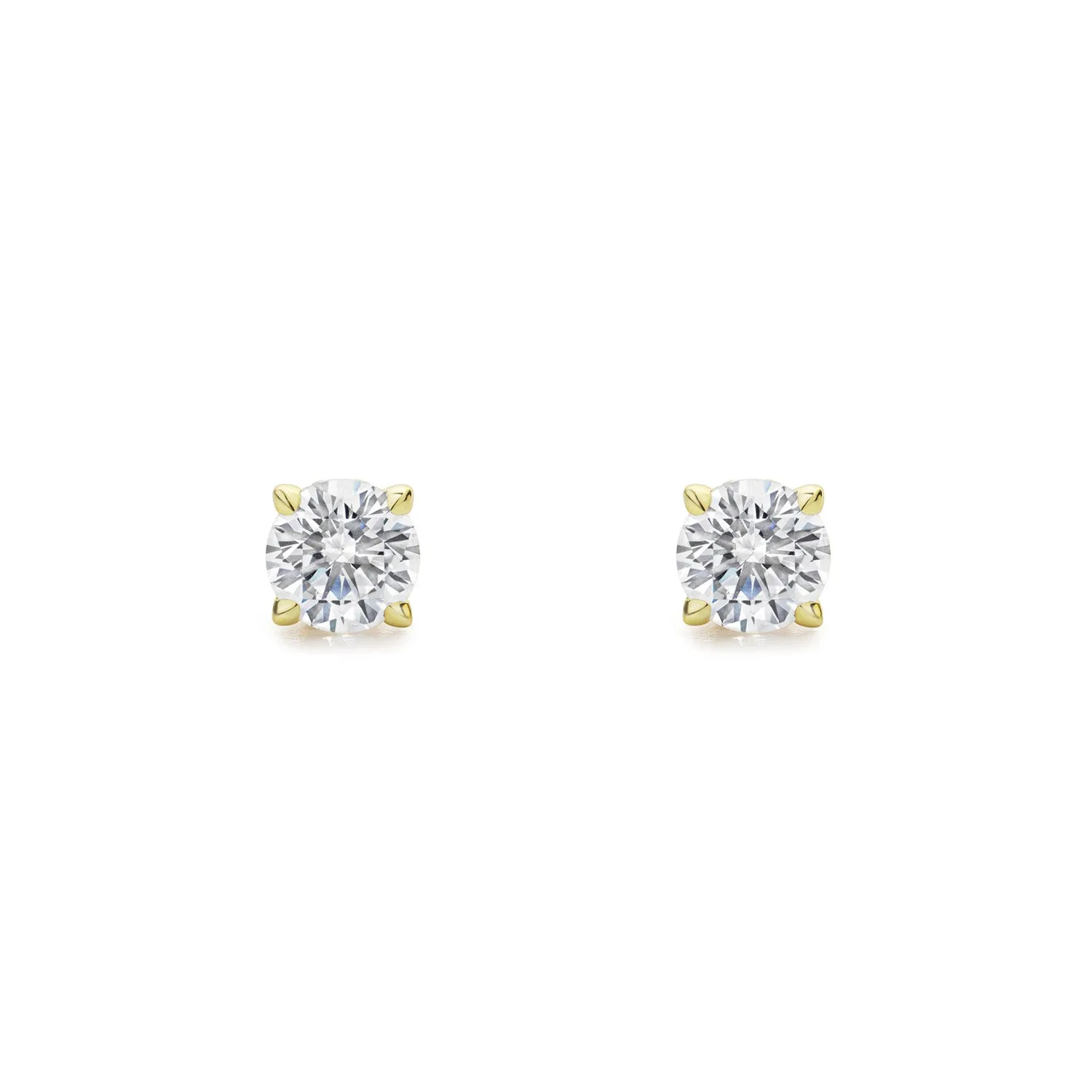 Promise Solitaire Stud 7mm - 18K Gold Vermeil   CZ Blanc