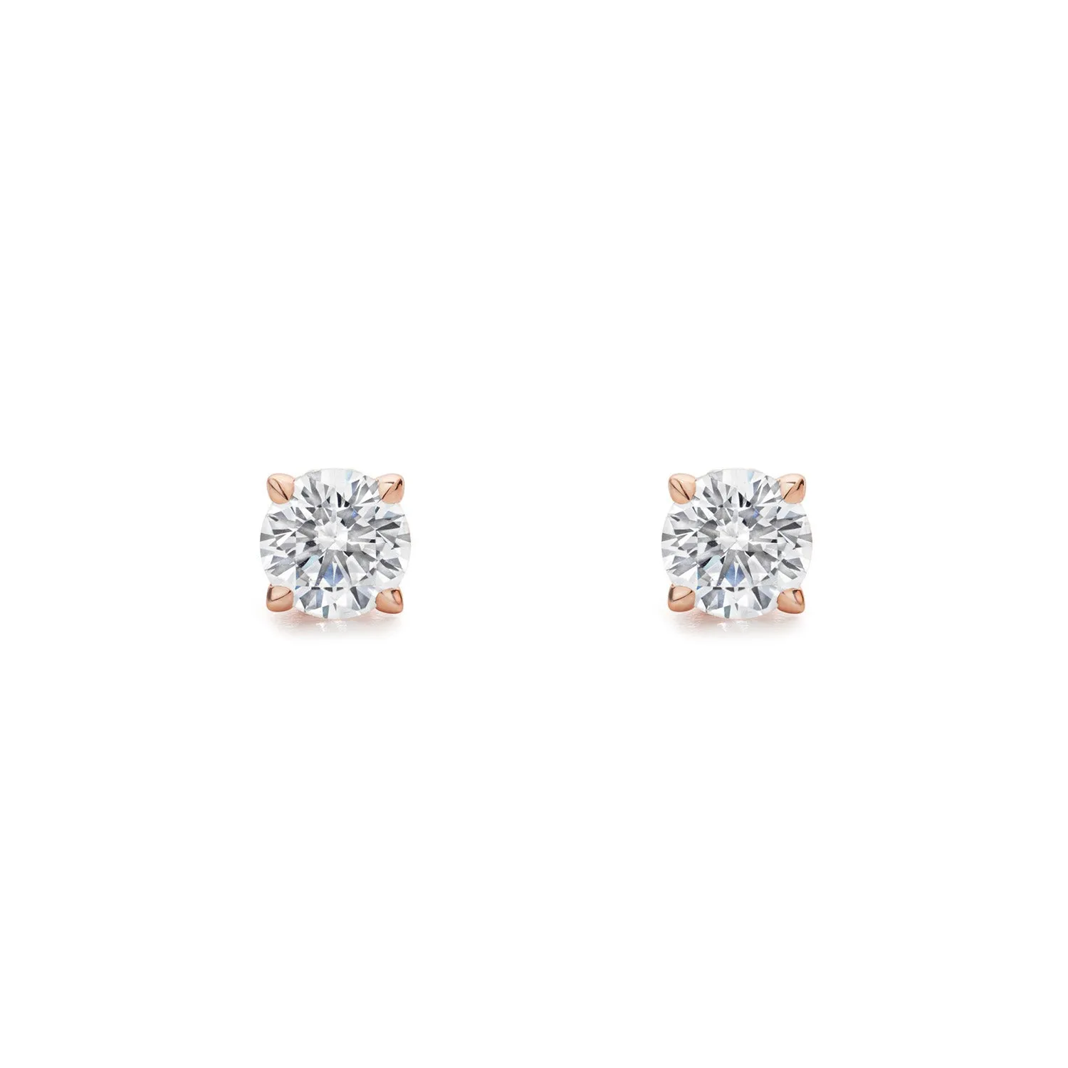 Promise Solitaire Stud 7mm - 18K Rose Gold Vermeil   CZ Blanc